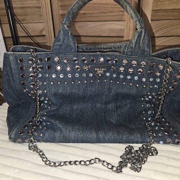 Prada Canapa Denim with Crystal Studs - Picture 7 of 7